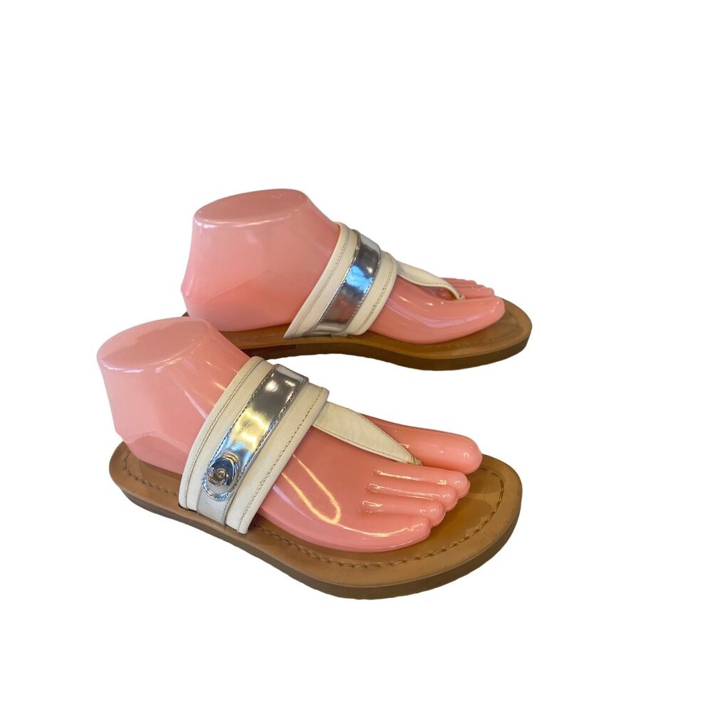 Coach Women's 7 Eileen Turn lock Slide Sandals Ivory/Silver Buckle EU 37 - Picture 4 of 13
